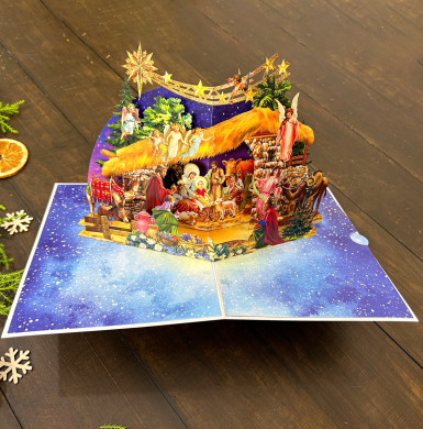 Thiệp 3D Máng Cỏ Giáng Sinh